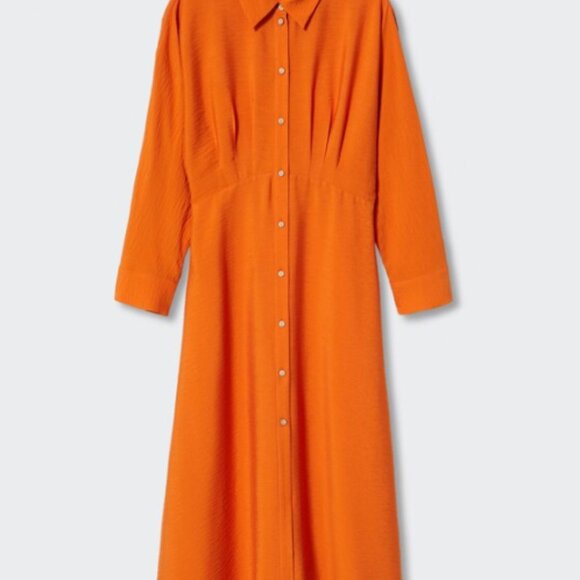 NWT Mango Vibrant Orange Long Sleeve Dress- size XS - Picture 2 of 6